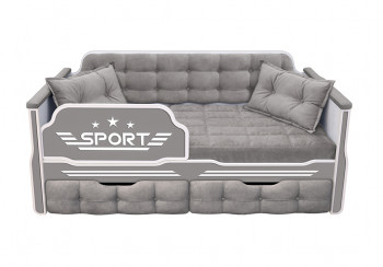 Кровать 160 серии Спорт 2 ящика 45 Серый (подушки) в Майском - majskij.mebel54.com | фото