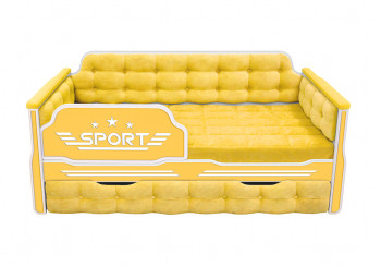 Кровать 170 серии Спорт 1 ящик 74 Жёлтый (мягкие боковые накладки) в Майском - majskij.mebel54.com | фото