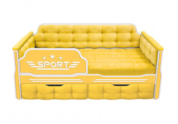 Кровать 170 серии Спорт 2 ящика 74 Жёлтый (мягкие боковые накладки) в Майском - majskij.mebel54.com | фото