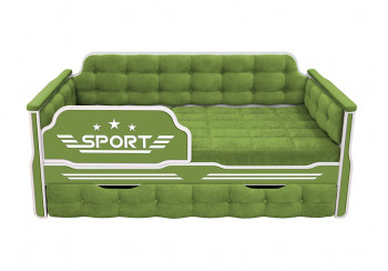 Кровать 190 серии Спорт 1 ящик 76 Зелёный (мягкие боковые накладки) в Майском - majskij.mebel54.com | фото