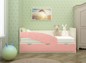 Кровать Бабочки 1,6м (Розовый металлик) в Майском - majskij.mebel54.com | фото