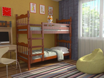 Кровать двухъярусная Соня из массива сосны 800*1890 Орех в Майском - majskij.mebel54.com | фото