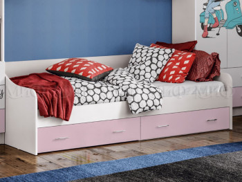 Кровать Fashion-1 Вега 0,9 м (Белый/Розовый) в Майском - majskij.mebel54.com | фото
