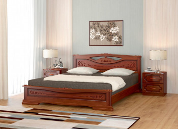 Кровать Карина-7 из массива сосны 1400*2000 Орех в Майском - majskij.mebel54.com | фото