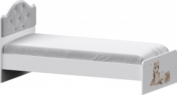 Кровать Каспер с мягкой спинкой и фотопечатью (800х1900) Белый в Майском - majskij.mebel54.com | фото