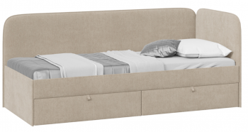 Кровать «Молли» с мягкой обивкой (900) тип 1 (Микровелюр Scandi Cream 03) в Майском - majskij.mebel54.com | фото