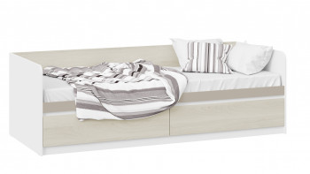 Кровать «Сканди» с 2 ящиками Дуб Гарден/Белый/Глиняный серый в Майском - majskij.mebel54.com | фото