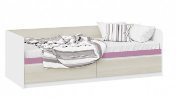 Кровать «Сканди» с 2 ящиками Дуб Гарден/Белый/Лиловый в Майском - majskij.mebel54.com | фото