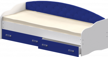 Кровать Софа-7 с мягкой спинкой (800х1900) Белый/Синий в Майском - majskij.mebel54.com | фото