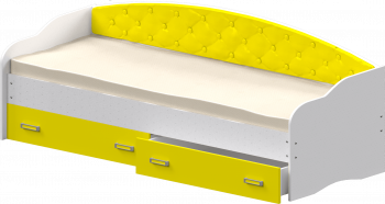 Кровать Софа-8 с мягкой спинкой (900х1900) Белый/Желтый в Майском - majskij.mebel54.com | фото