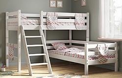 Кровать Соня вариант 8 угловая с наклонной лестницей Белый полупрозрачный в Майском - majskij.mebel54.com | фото