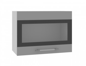 Норд ШВГС 600 Шкаф верхний горизонтальный со стеклом (Софт черный/корпус Белый) в Майском - majskij.mebel54.com | фото