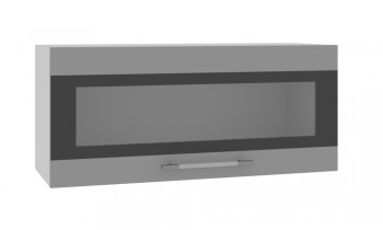 Норд ШВГС 800 Шкаф верхний горизонтальный со стеклом (Софт черный/корпус Белый) в Майском - majskij.mebel54.com | фото