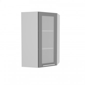 Норд ШВУС 600Н Шкаф верхний угловой (премьер) высокий (Софт черный/корпус Белый) в Майском - majskij.mebel54.com | фото