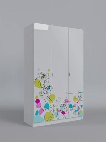 Шкаф 3-х створчатый с ящиками Флёр (Белый/корпус Выбеленное дерево) в Майском - majskij.mebel54.com | фото