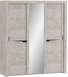 Шкаф трехдверный Соренто с раздвижными дверями Дуб бонифаций/Кофе структурный матовый в Майском - majskij.mebel54.com | фото